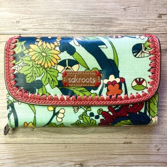 Sakroots Artist Circle Tropical Floral Trifold Large Wallet Multi-Compartment - Picture 1 of 13